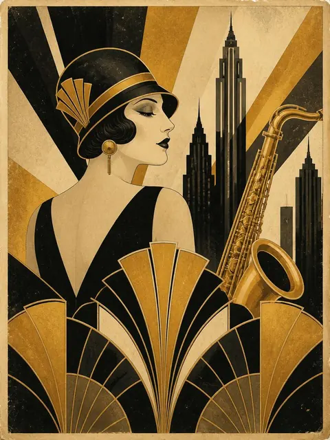 Deco & Jazz — illustrated 1920s era clipping