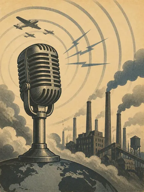 Radio & Rations — illustrated 1940s era clipping
