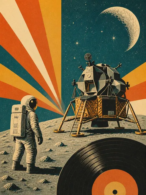 Moonshots & Pop — illustrated 1960s era clipping